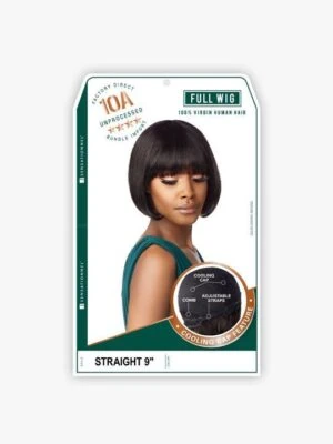 100% Virgin Human Hair FULL WIG 10A STRAIGHT 9â€³